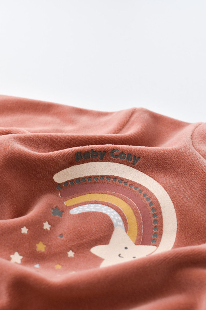 Salopeta Curcubeu cu maneca lunga si botosei din 80%bumbac organic si 20% poliester - , BabyCosy